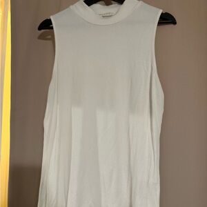 Sleeveless White Ribbed Top